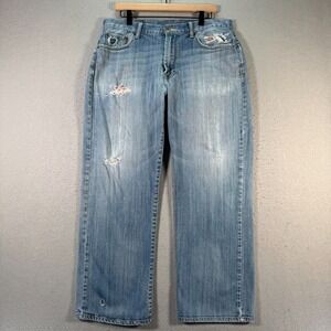 Vintage Lucky Brand Jeans Mens 36 Short Blue Lightwash Denim Comfort Stretch Y2K